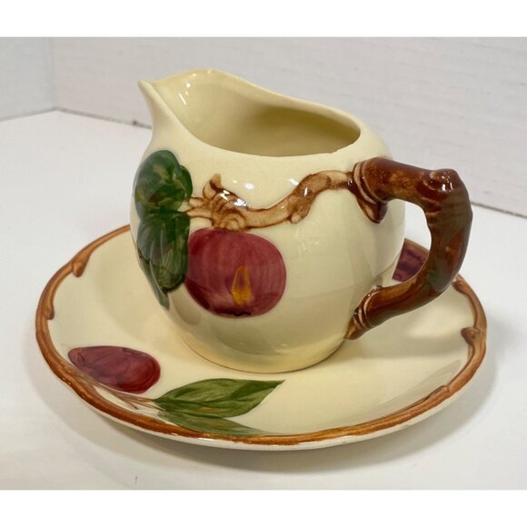 Franciscan Apple Hand-Decorated Creamer & Saucer Set Made In California USA - Picture 3 of 6